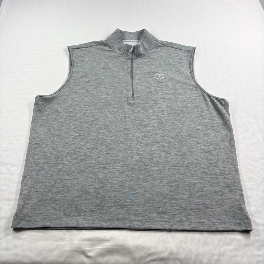 Johnnie-O Golf Vest Mens XL Gray Caleb Prep Performance 1/4 Zip Pullover Stretch